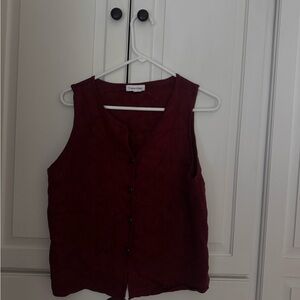 Calvin Klein Women's Deep Red Button Down Sweater Vest